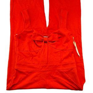 Ali & Jay Red Jumpsuit Bow Front Sleeveless Cropped Womans Size M VR614